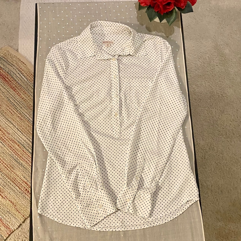 Women’s Merona Black and White Half Button Down Blouse Size S/P